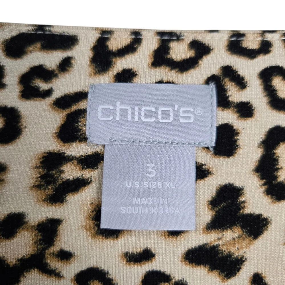 Chico's Animal Print‎ V-Neck 3/4 Sleeve Tunic Top